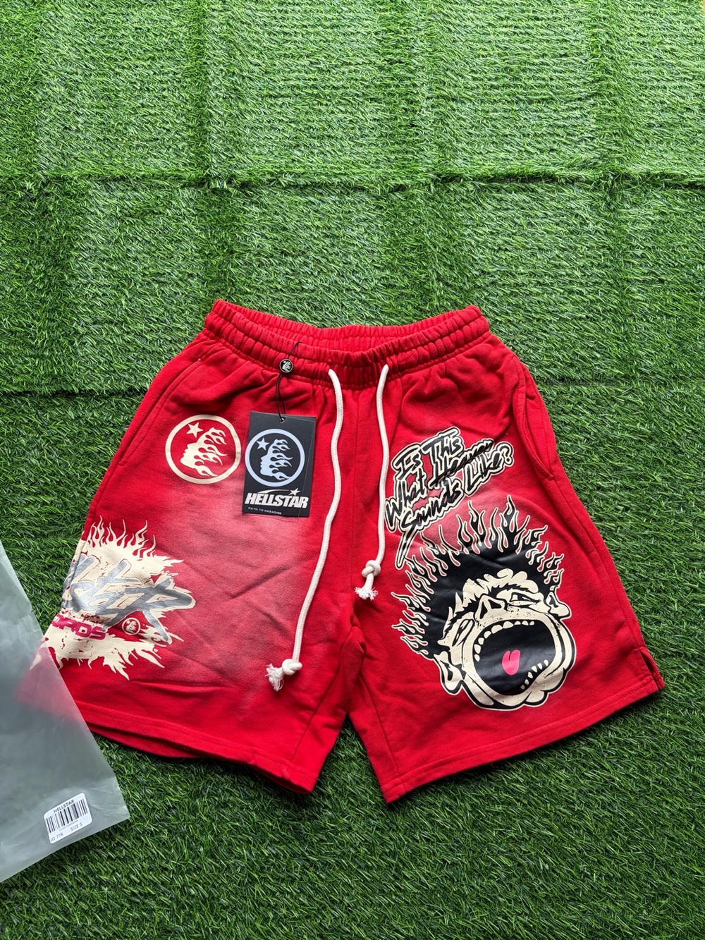Red Graphic HellStar Shorts ⭐️
